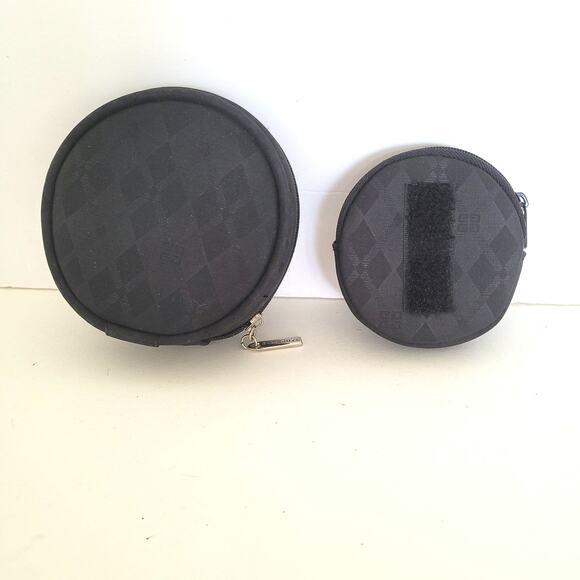 Givenchy Pouch Black Round Double Zip Mesh Cosmetic Toiletry Bag Logo Medium - Picture 2 of 7